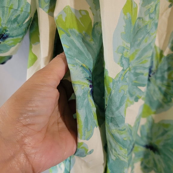 Anthropologie Entro Green White Floral Babydoll Dress Sz M Coastal Cowgirl Chic - Picture 11 of 15